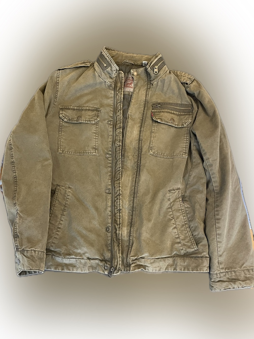 Olive Levi’s Military Feild Jacket w/Stand zip Collar and Many Pockets